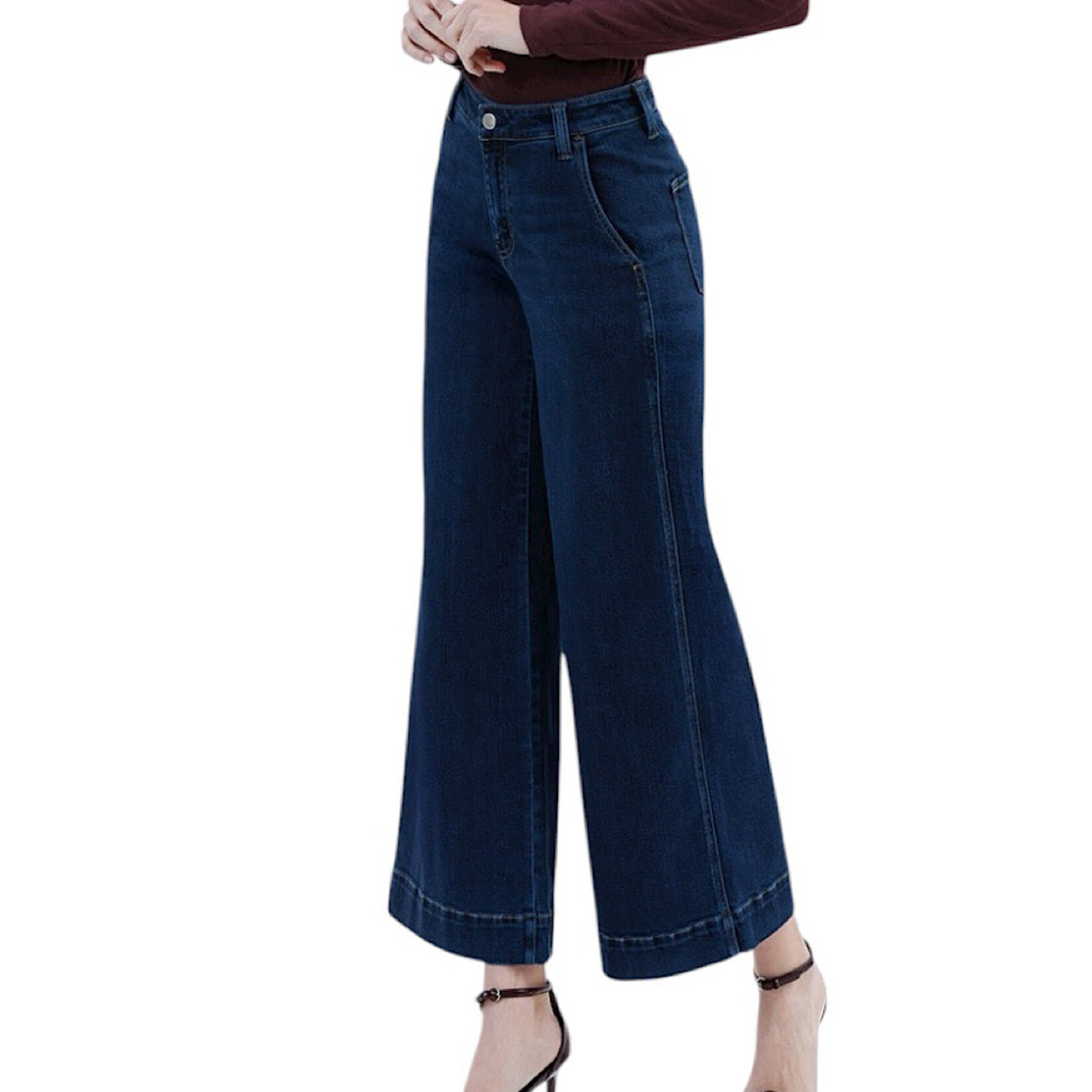 Flying Monkey F5923 Unassuming High Rise Wide Leg Jean