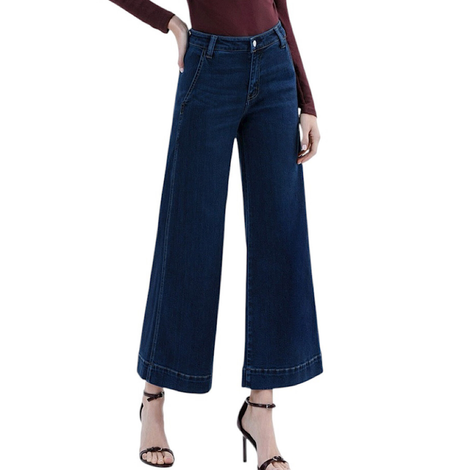 Flying Monkey F5923 Unassuming High Rise Wide Leg Jean