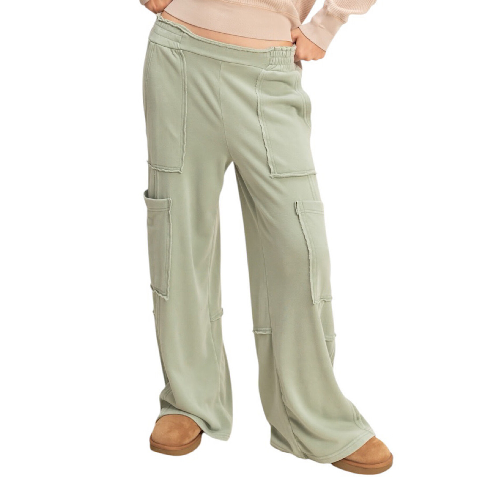 Sage Green Oversized Utility Sweatpants