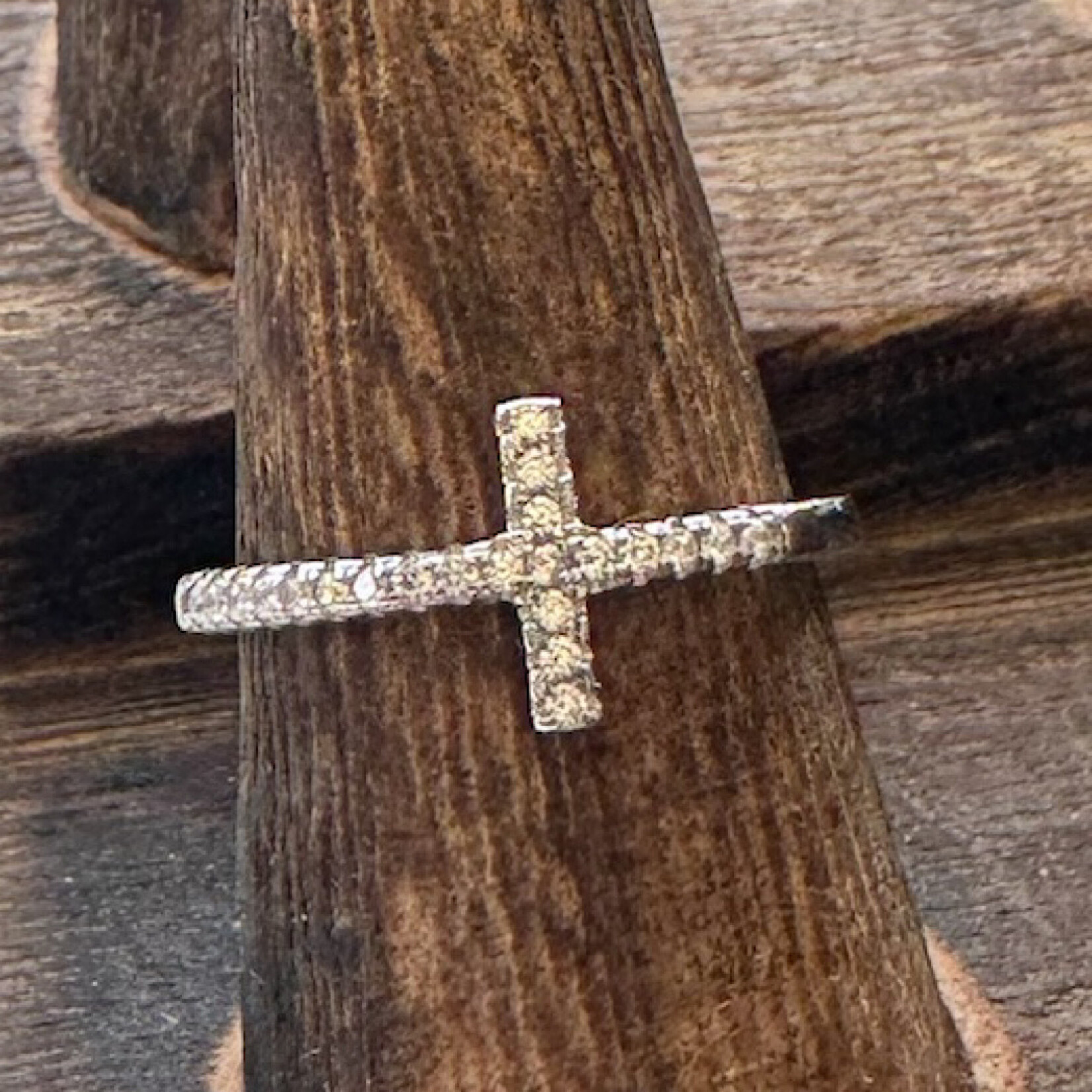 Sterling Silver Ring with Pave CZ Cross
