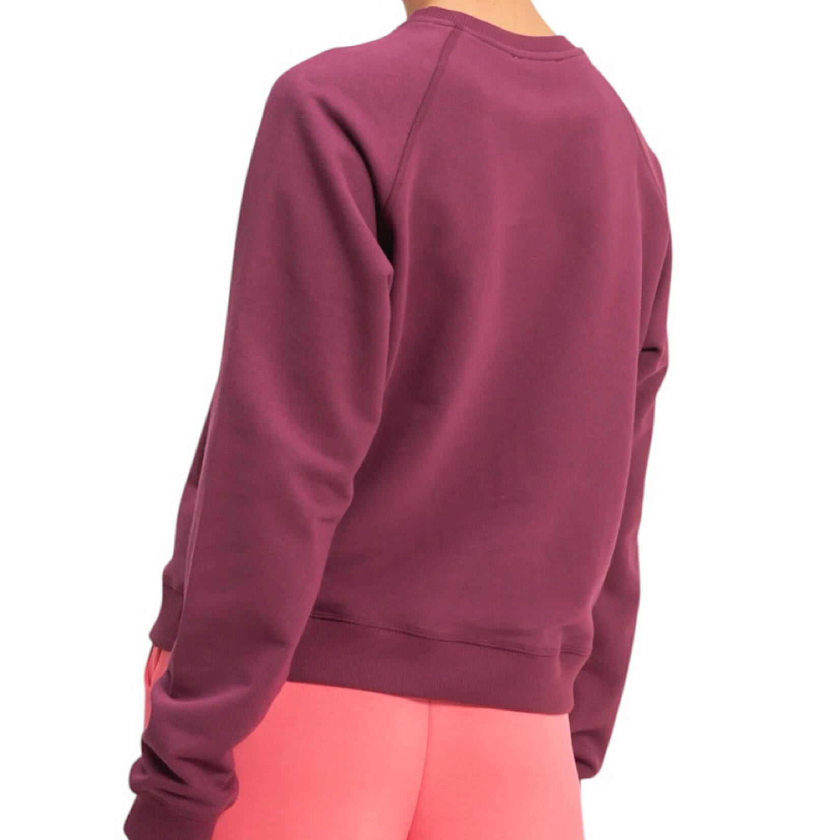 Dark Cherry Crew Neck Raglan Sleeve Sweatshirt