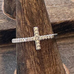 Sterling Silver Cross Ring with CZ Stones