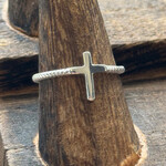 Sterling Silver Cross Ring Twist Rope  Ring