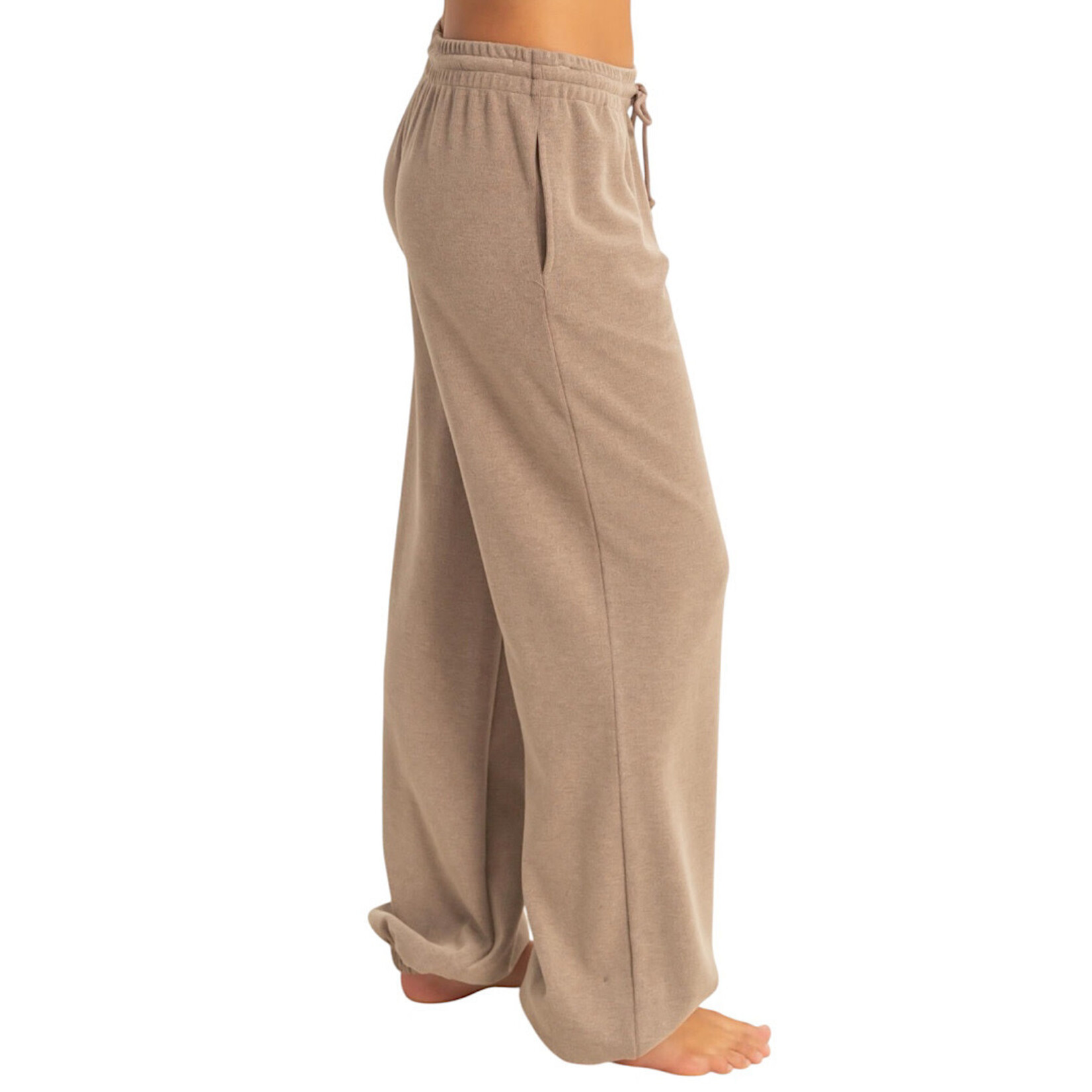 Dusty Mocha Soft Ribbed Drawstring Jogger Pants