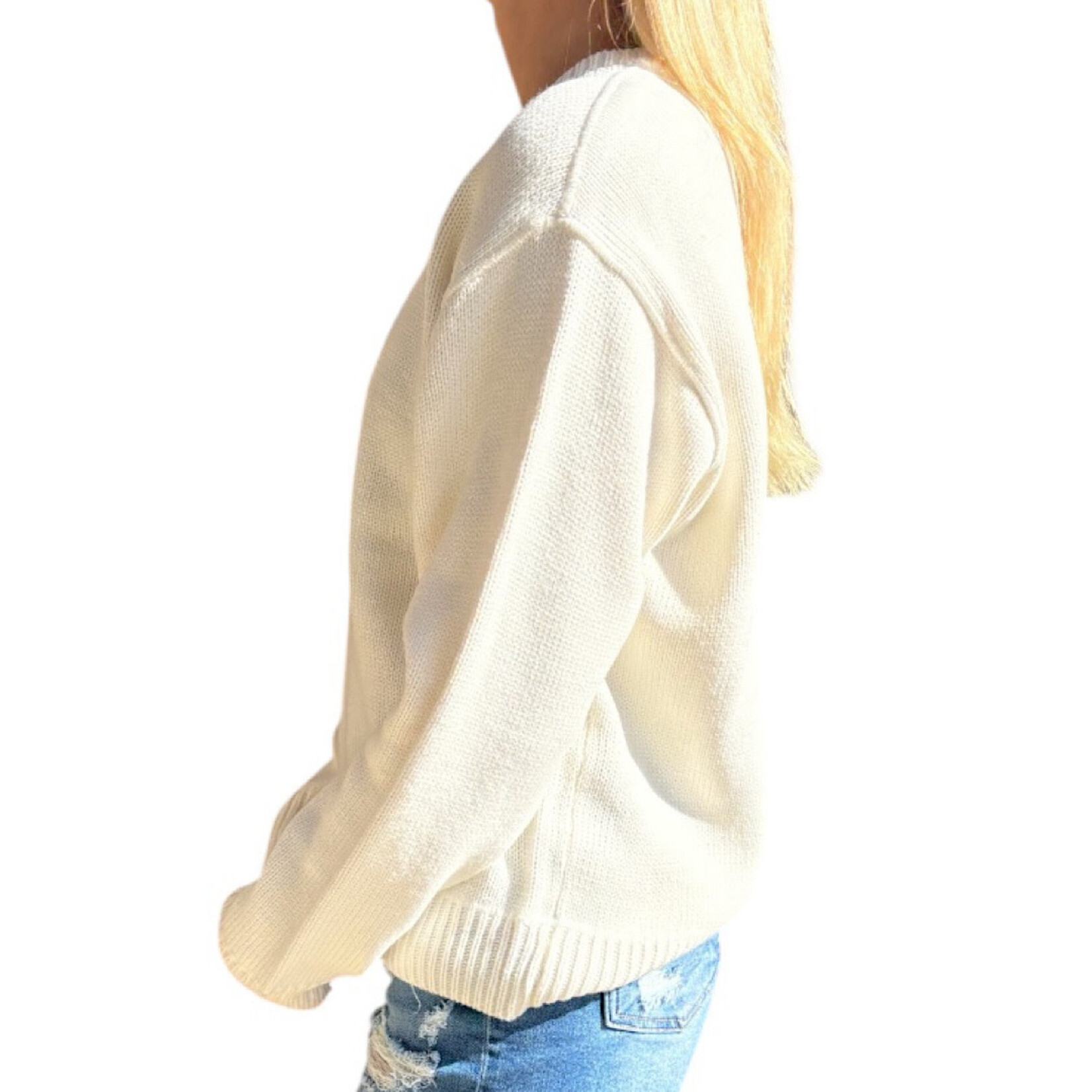 Whip Cream Knitted Crew Neck Sweater