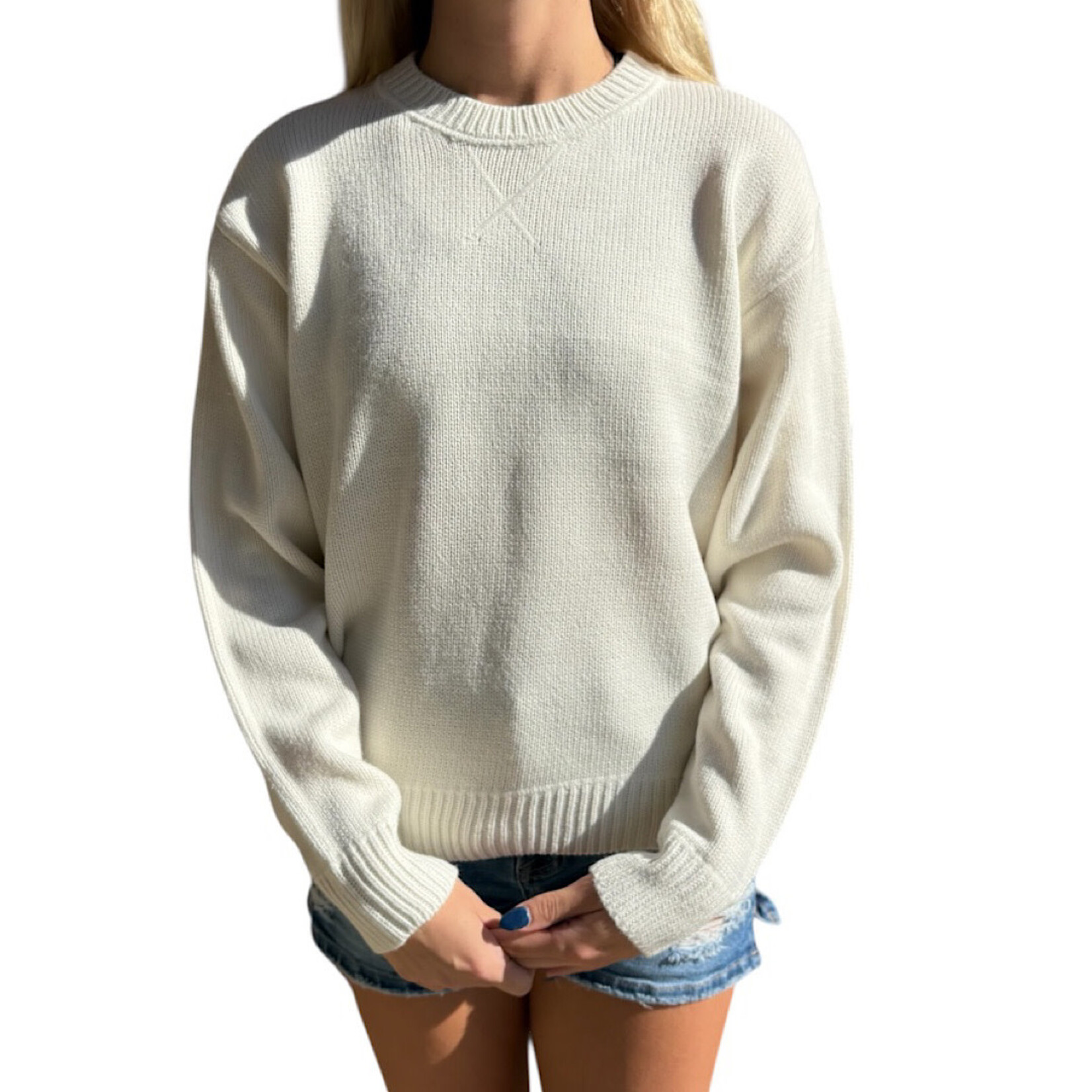 Whip Cream Knitted Crew Neck Sweater