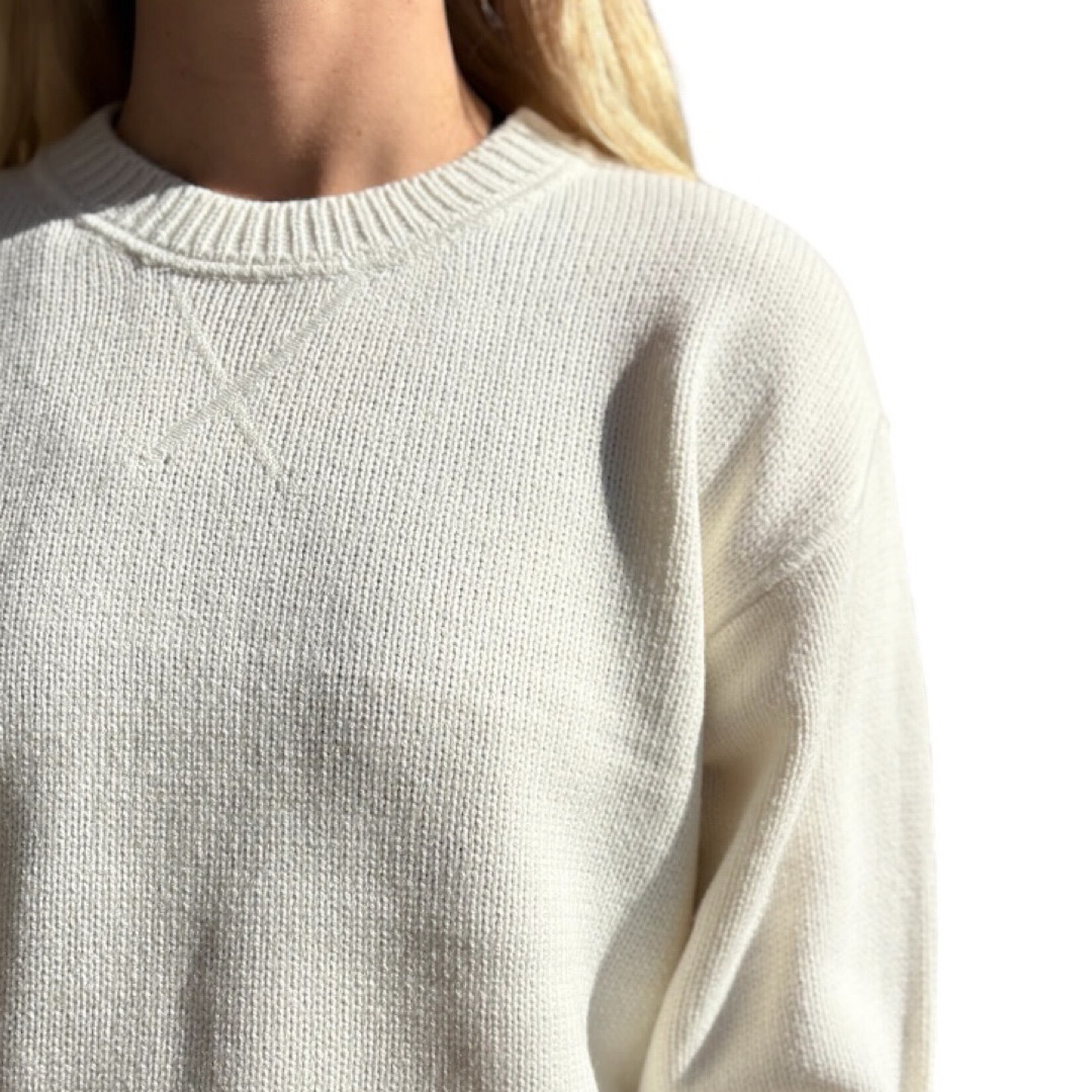 Whip Cream Knitted Crew Neck Sweater