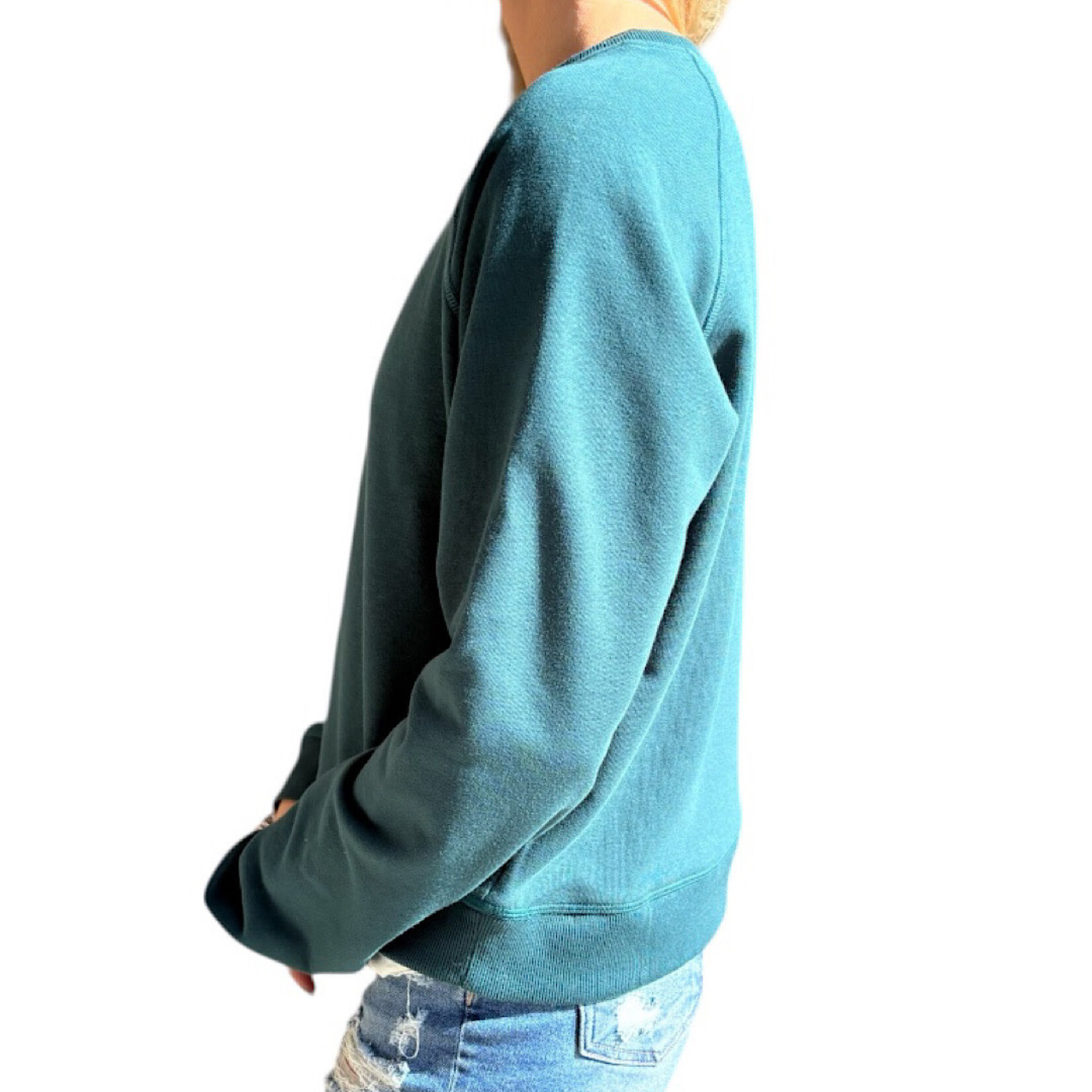 Deep Green Crew Neck Raglan Sleeve Sweatshirt