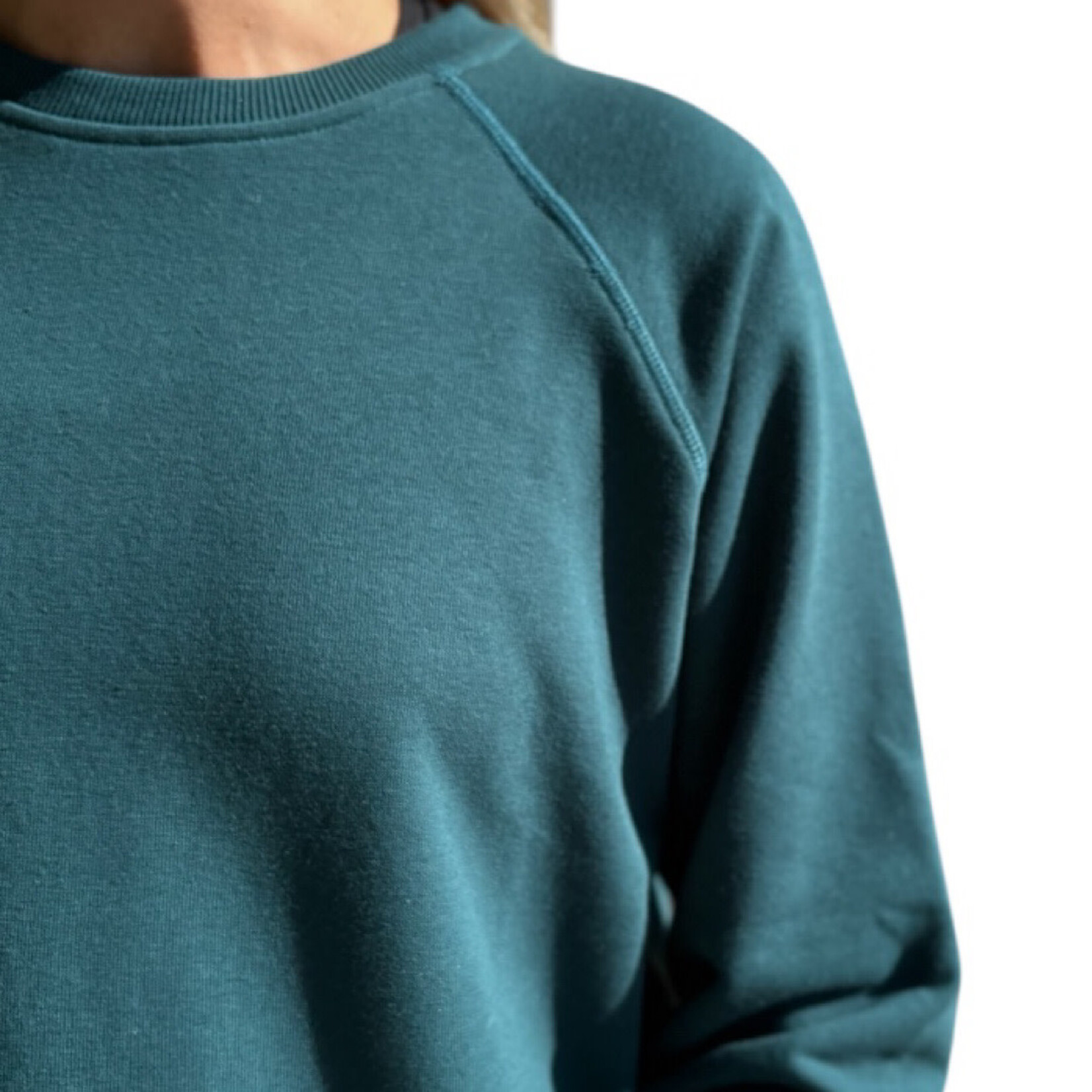 Deep Green Crew Neck Raglan Sleeve Sweatshirt