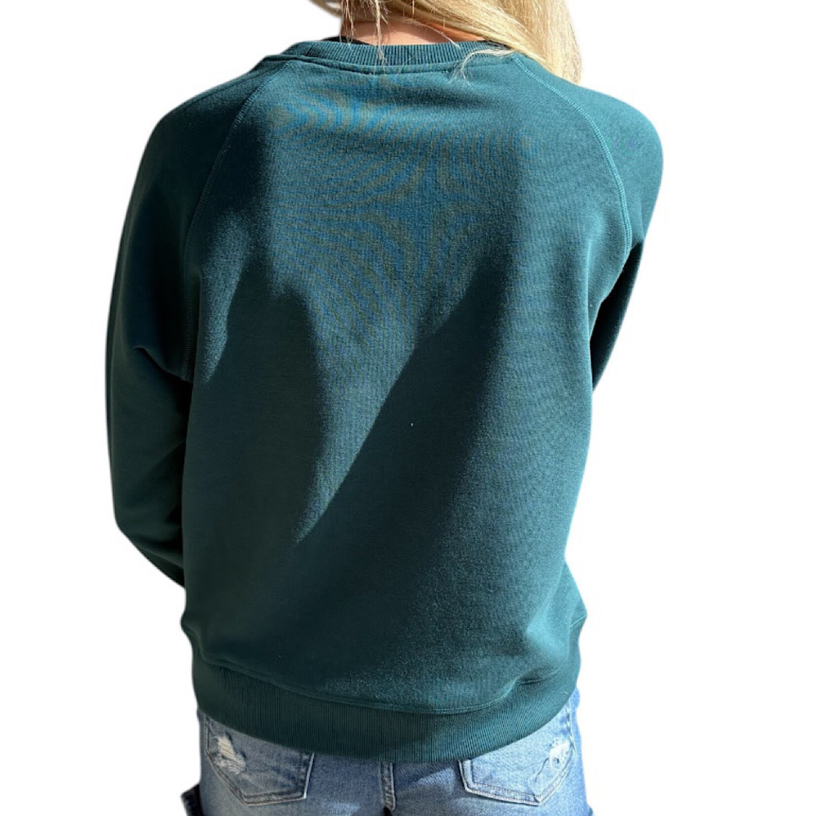 Deep Green Crew Neck Raglan Sleeve Sweatshirt