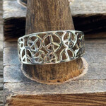 Sterling Silver Wide Band Peace Sign Ring