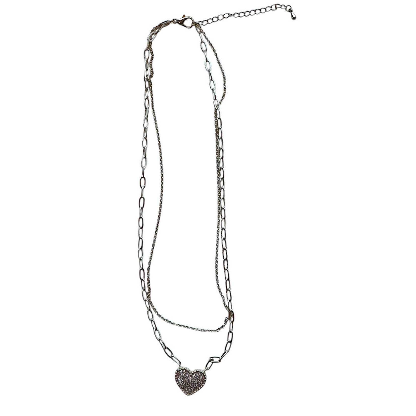 Gold Layered Pave Heart Pendant Necklace