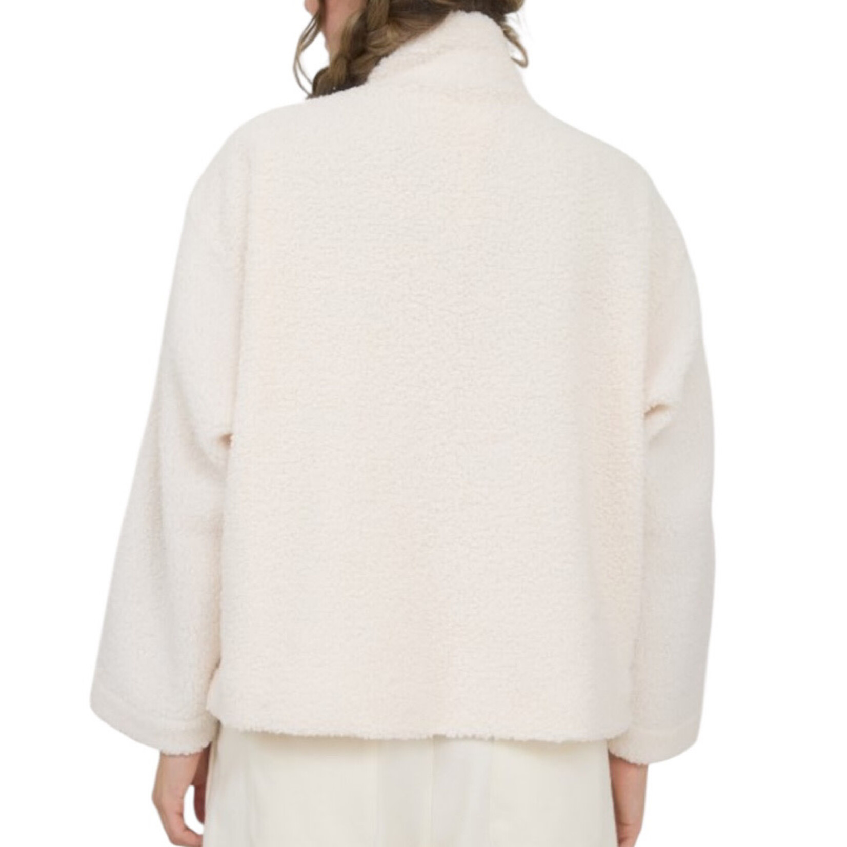 Teddy and Denim Mixed Media Zip Up Jacket