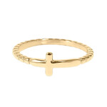 Lamousey 18K Gold Stainless Steel Beaded Cross Ring