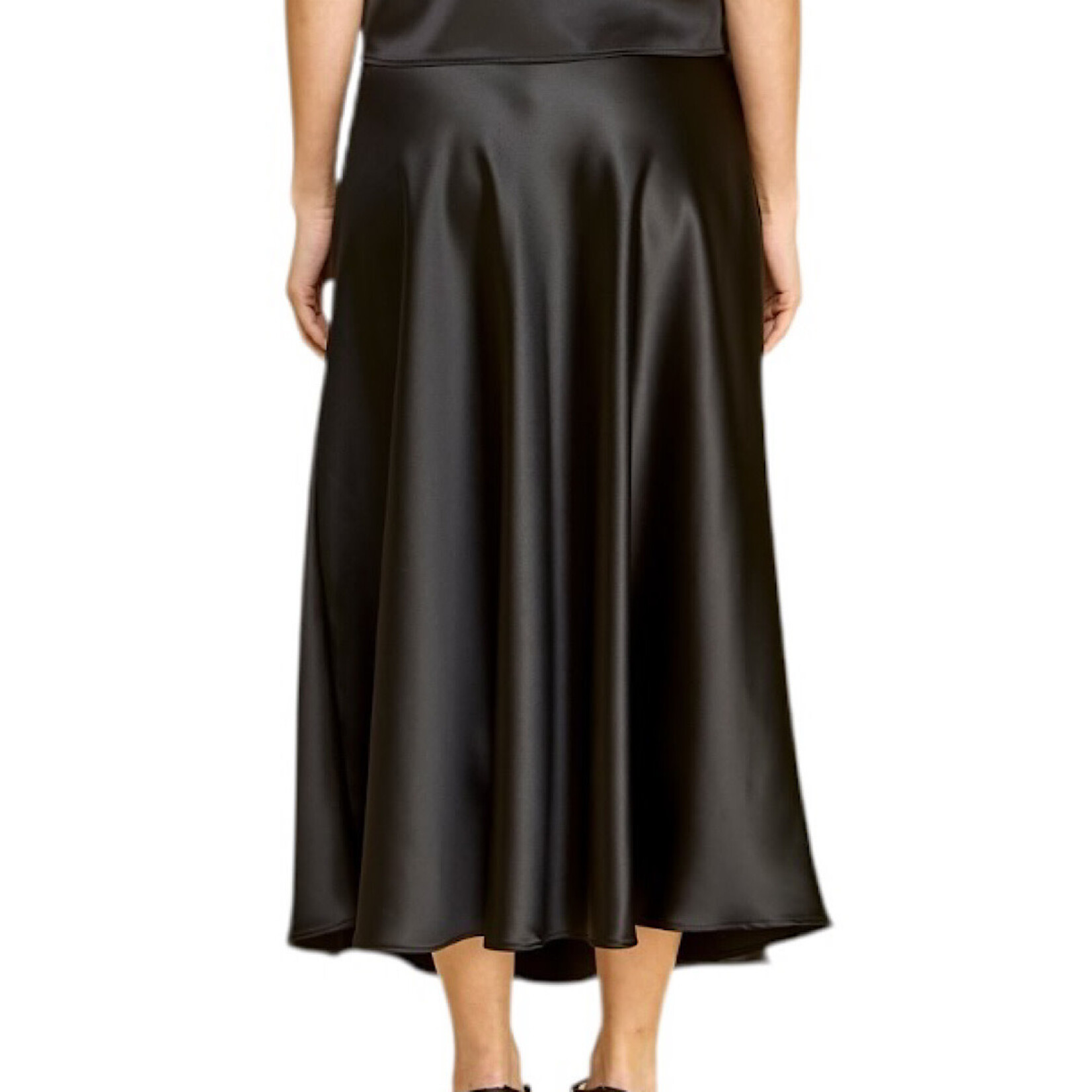Black Satin Midi Skirt