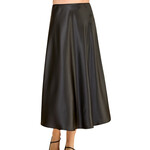 Les Amis Black Satin Midi Skirt