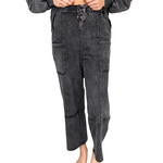 Black Mineral Washed Casual Wide Leg Pants