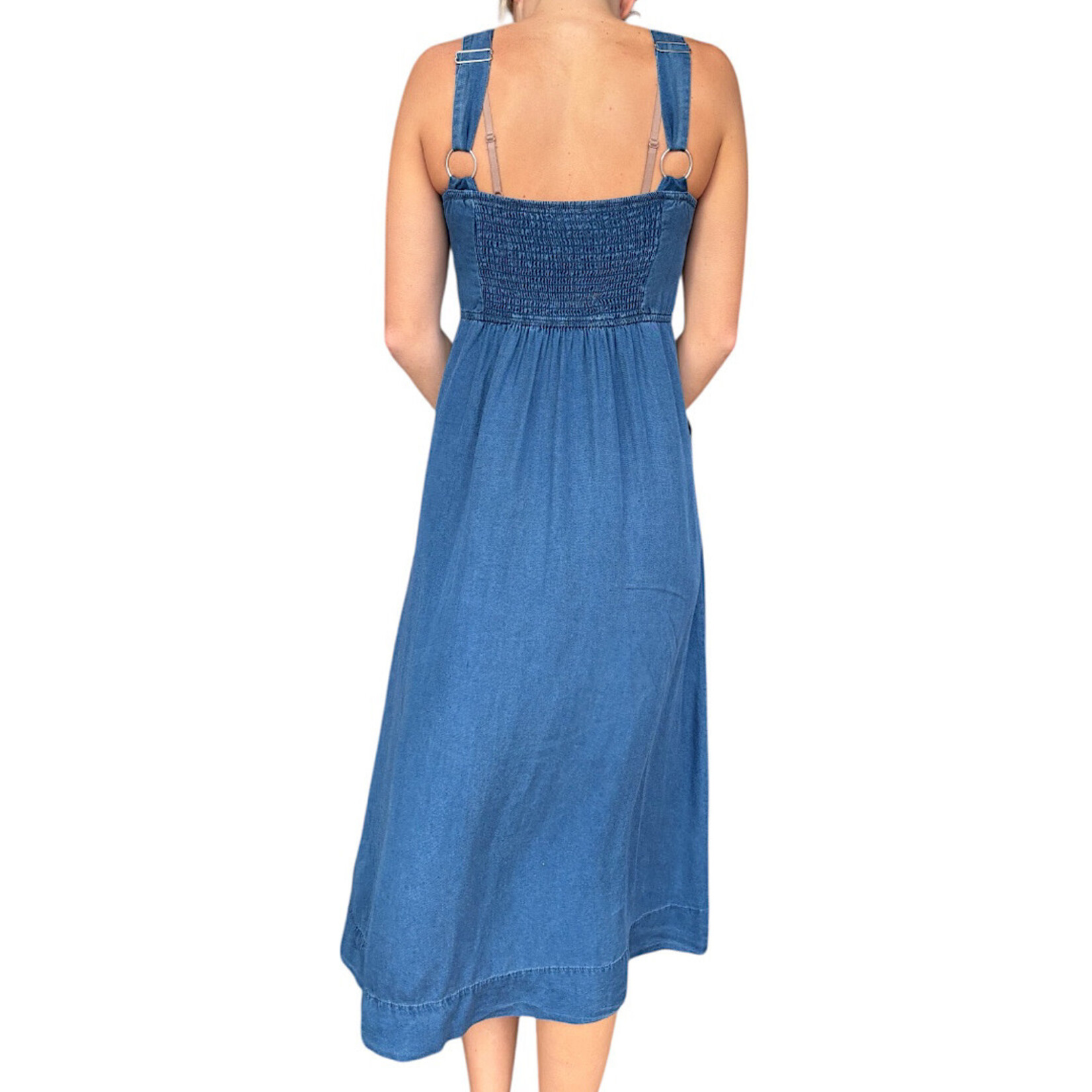 Dark Chambray Button Down Sleeveless Maxi Dress