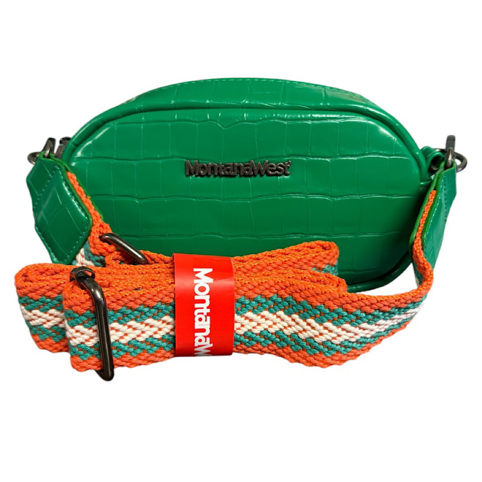 Montana West Kelly Green Crocodile Print Crossbody Bag