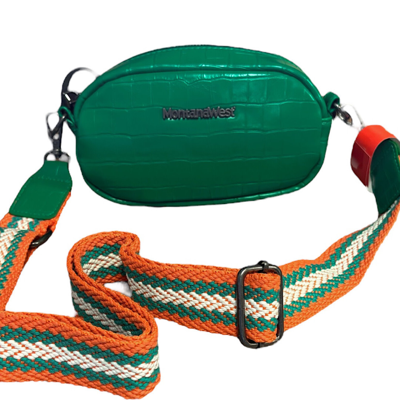 Montana West Kelly Green Crocodile Print Crossbody Bag