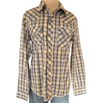 Wrangler White Mix Plaid Pearl Snap Button Up Shirt Size M-RF