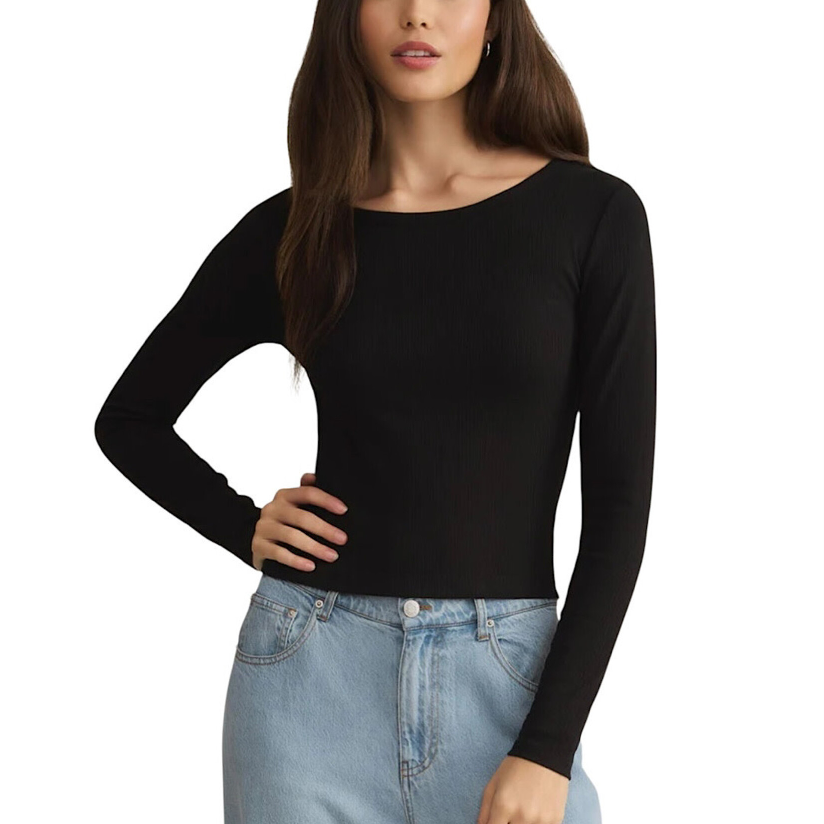 Z Supply Z Supply Infinity Fitted Long Sleeve Top Black