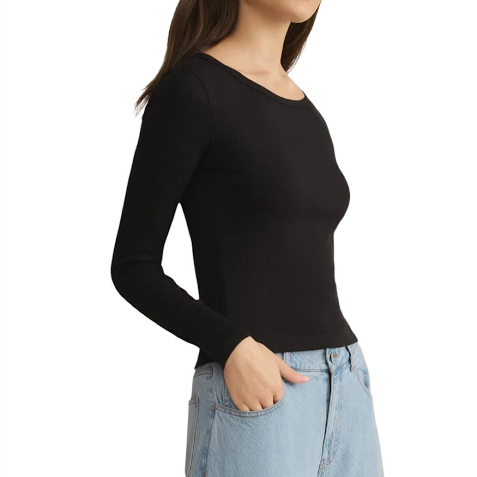 Z Supply Z Supply Infinity Fitted Long Sleeve Top Black