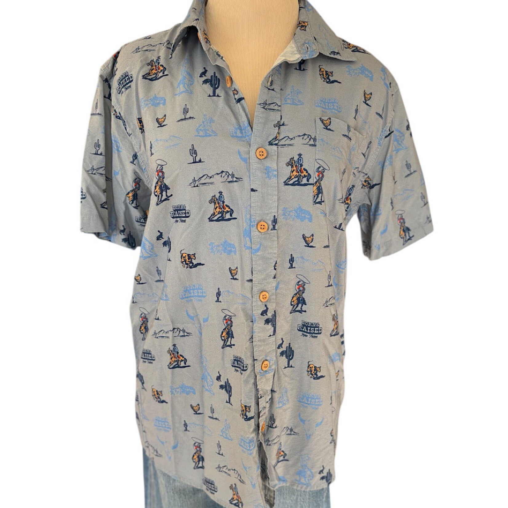 Born & Raised Music Festival Rodeo Button Up Shirt Size M-RF