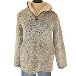 LOVE TREE Love Tree Olive Washed Sherpa Quarter Zip Pullover Size Small-RF