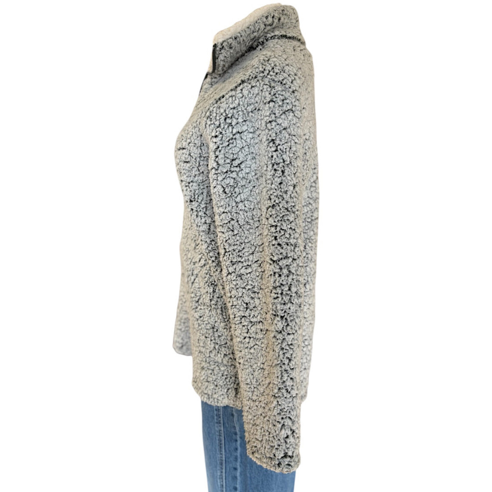 LOVE TREE Olive Washed Sherpa Quarter Zip Pullover Size Small-RF