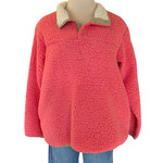 Jodifl Hot Pink Button Neck Sherpa Pullover Size Small-RF