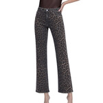 FLYING MONKEY F6381LPD H/R Leopard Print Slim Wide Leg Jean