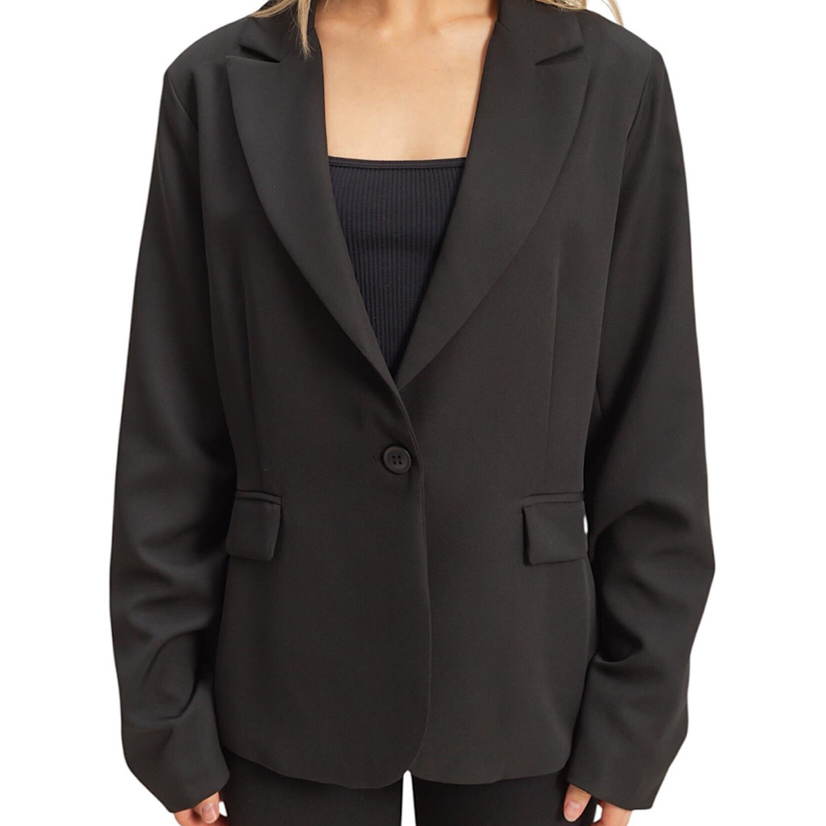 Black Single Button Blazer