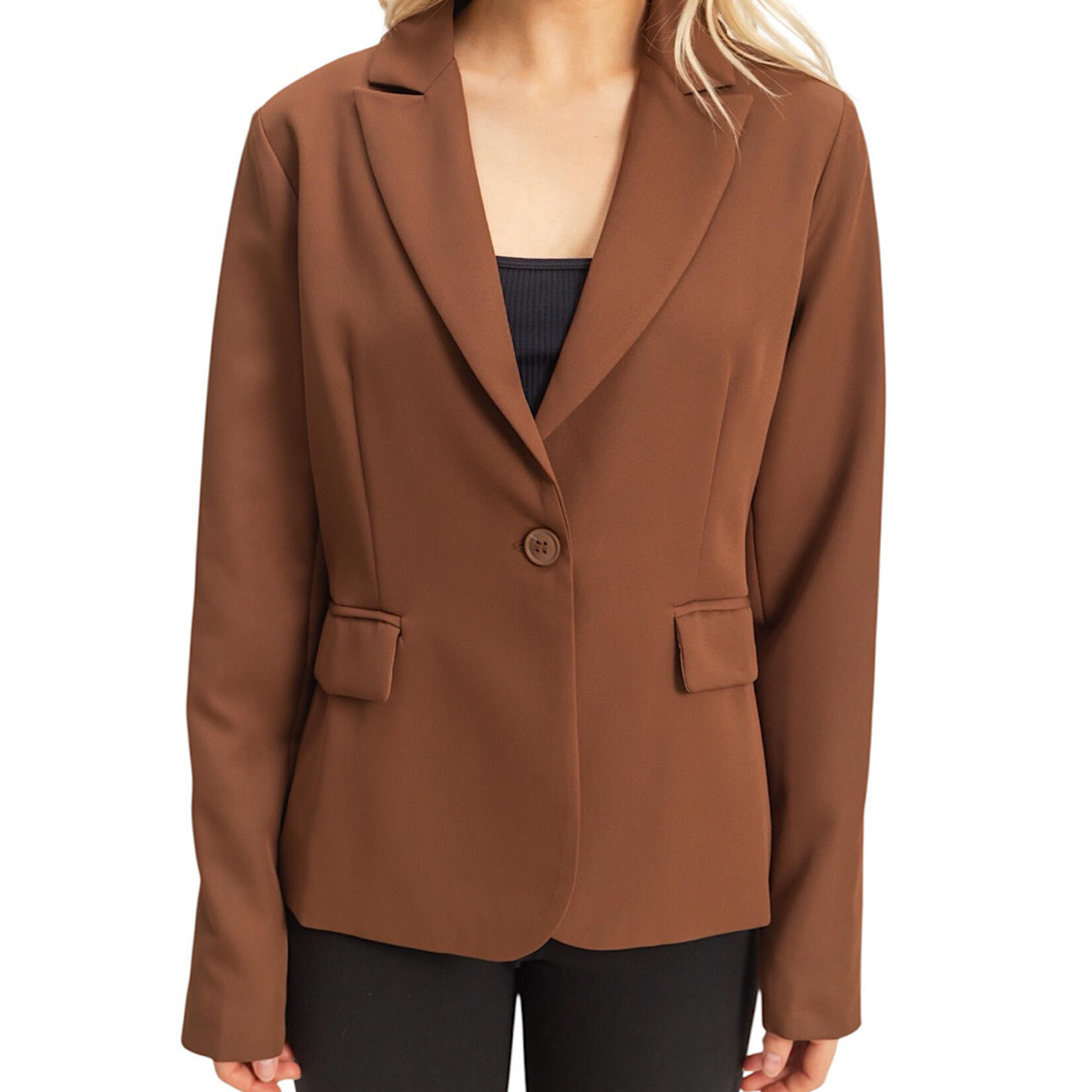 Brown Single Button Blazer