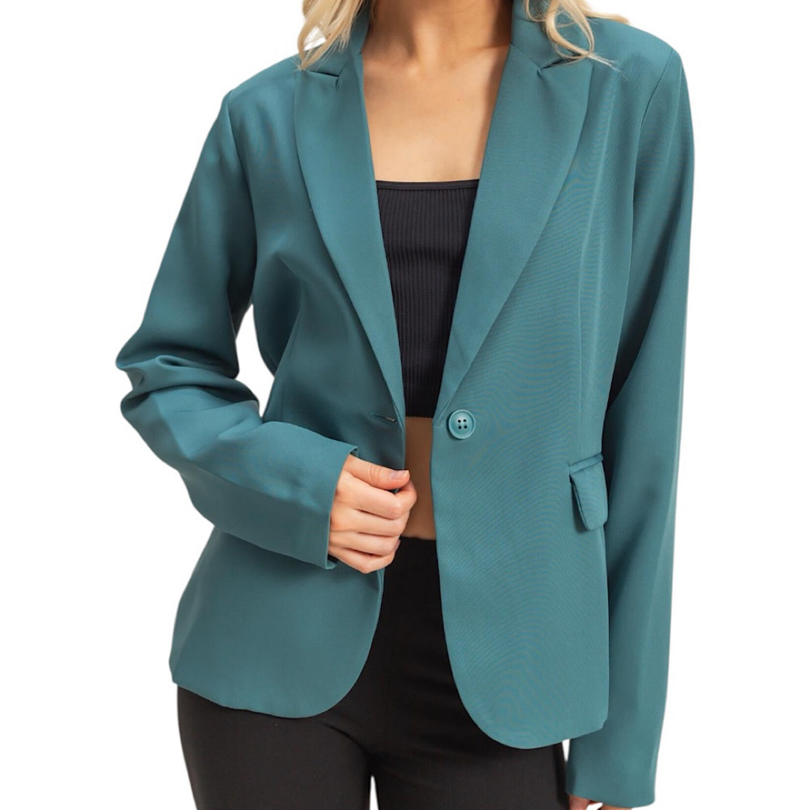Dusty Blue Single Button Blazer