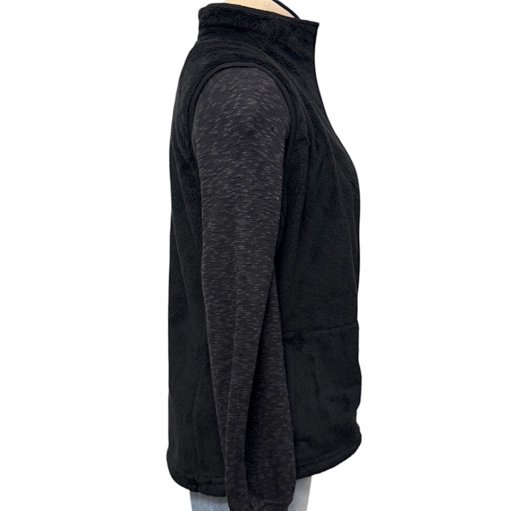 The North Face North Face Black Fuzzy Zip Up Vest Size Small-RF