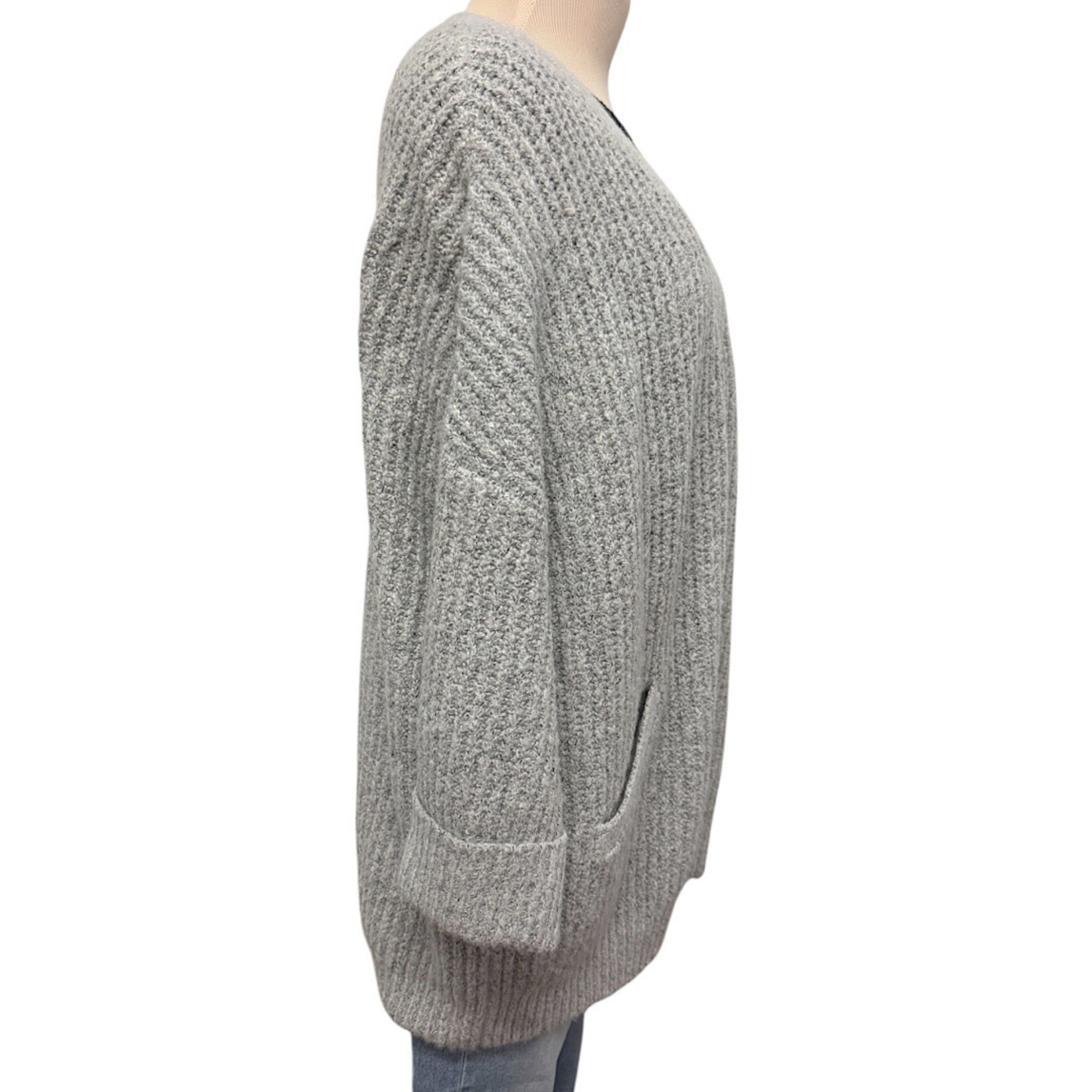 FOR THEE For Thee Light Grey Knitted Cardigan with Front Pockets Size XS-RF