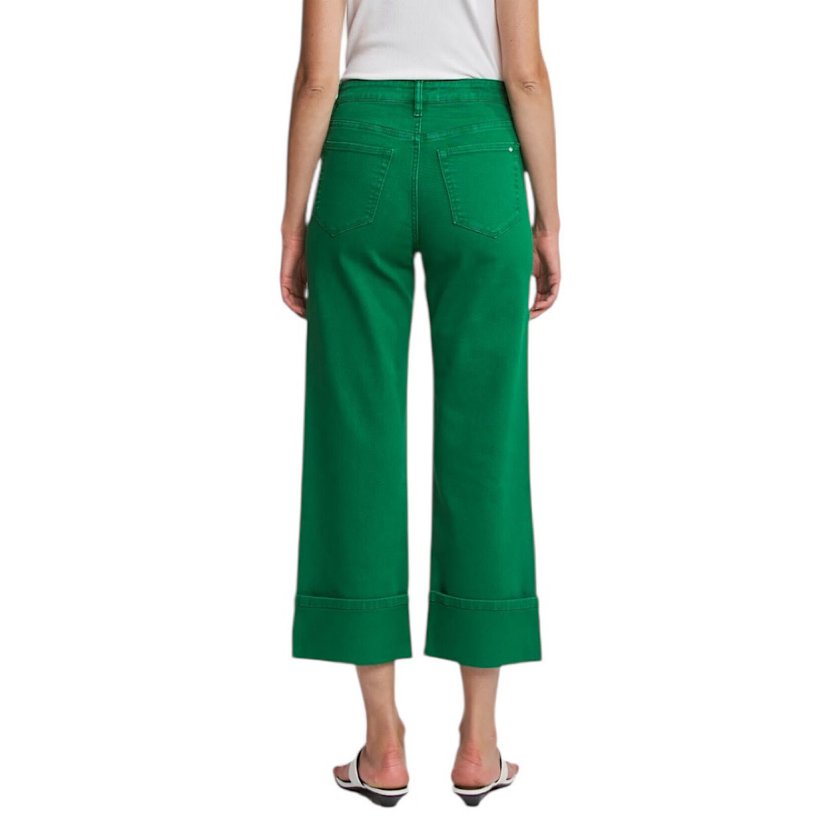 Mica Denim MICA MDP-W3025SG Seaweed Green High Rise Wide Leg Cropped Cuff Jeans