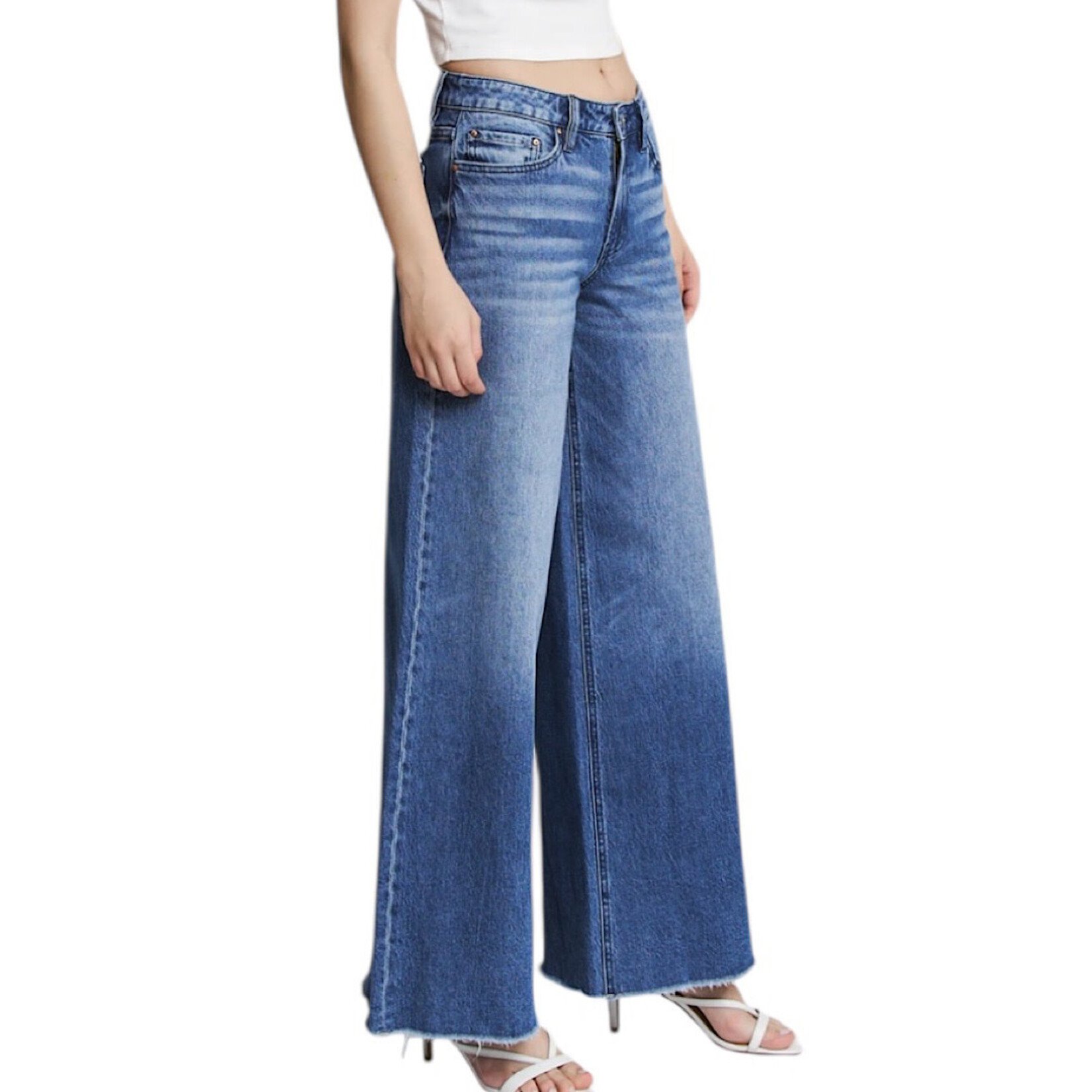 Mica Denim MICA MDP-W3571A Medium Sea High Rise Wide Leg Jeans