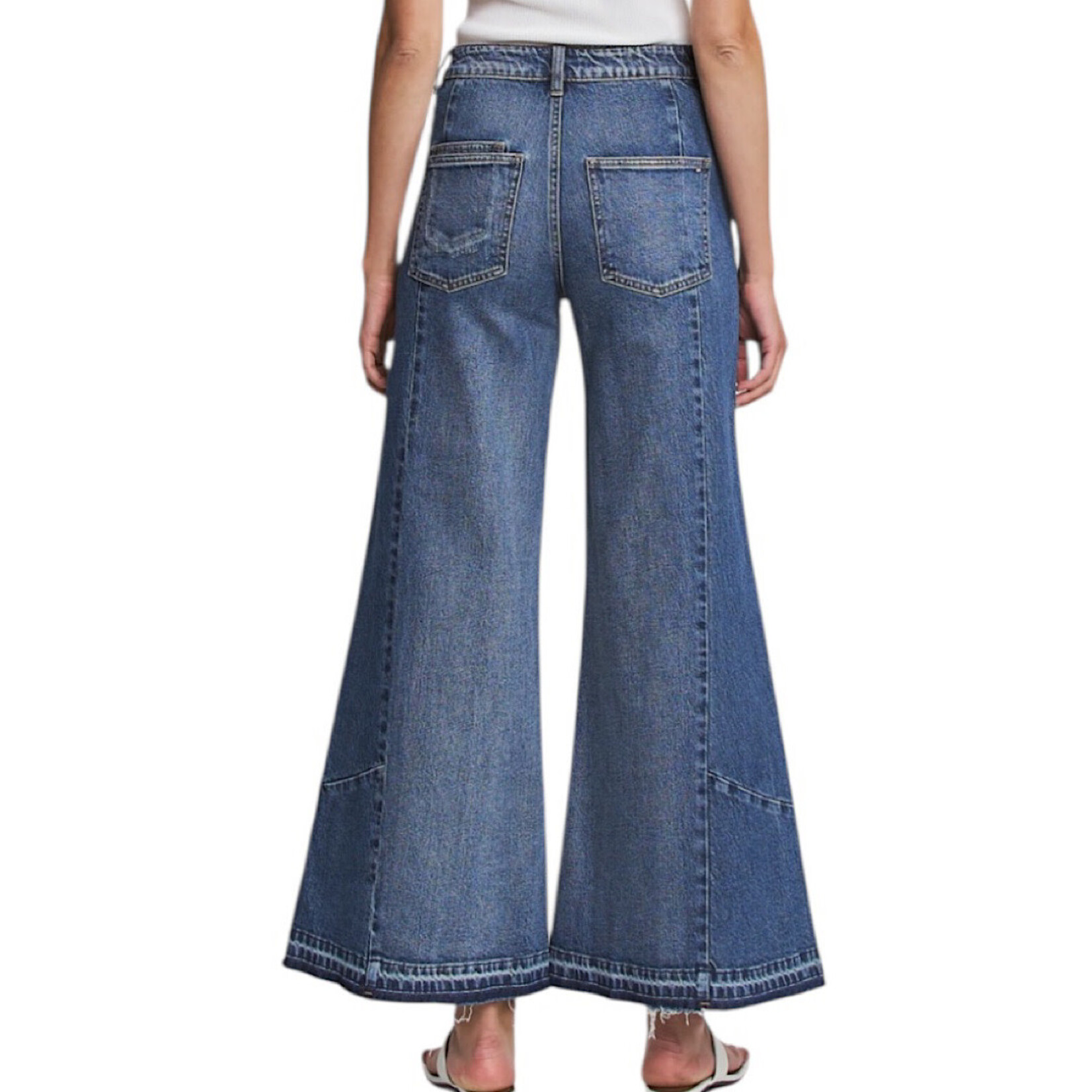 Mica Denim MICA MTT-W3766 High Rise Wide Leg Tummy Tuck Contrast Panel Jeans