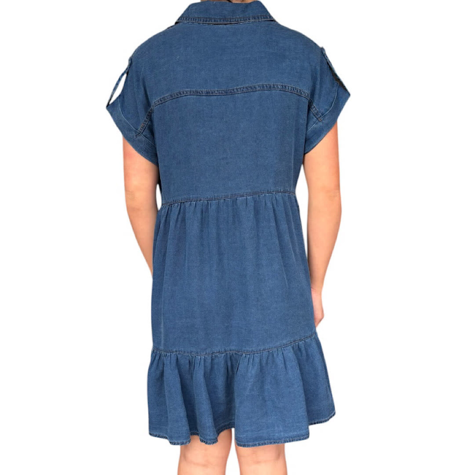 Plus Dark Chambray Collared Mini Shirt Dress