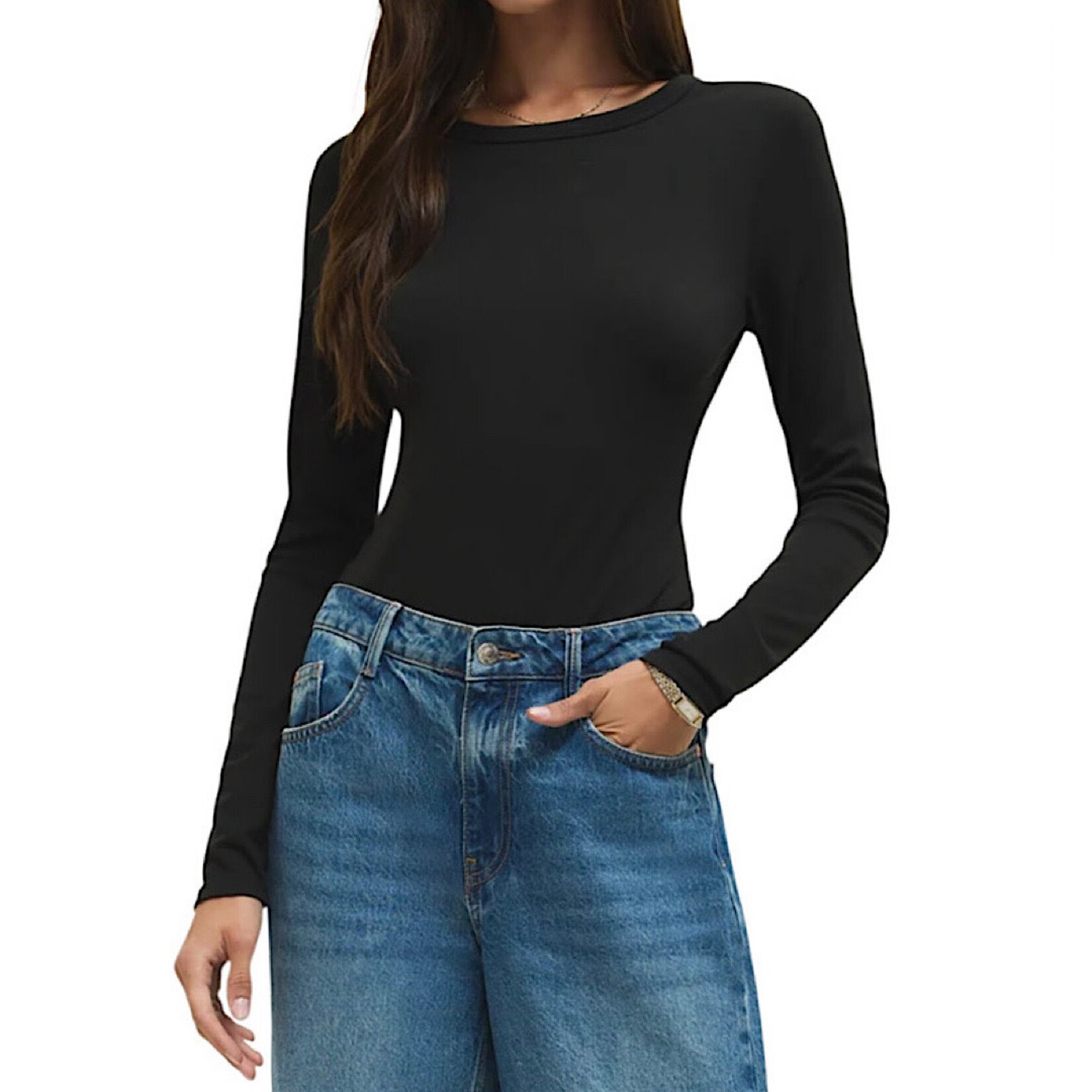 Z Supply Z Supply Second Skin Crew LS Black