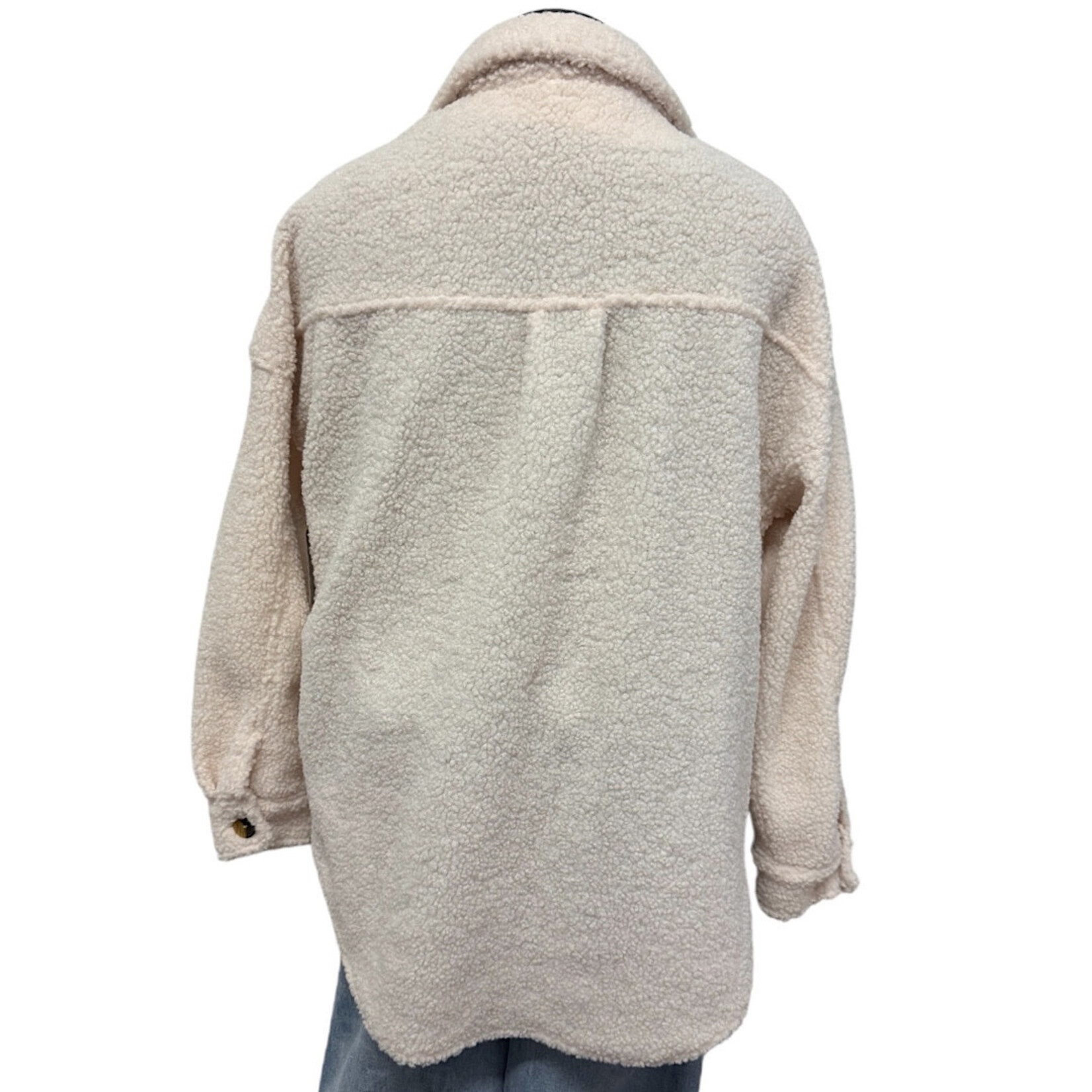 Peach Love Cream Sherpa Oversized Shacket Size Medium-RF