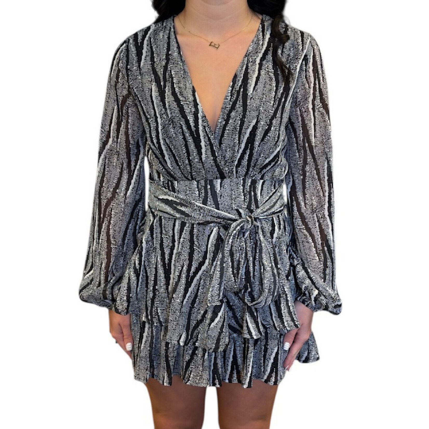 Black Animal Print Tie-Front Romper