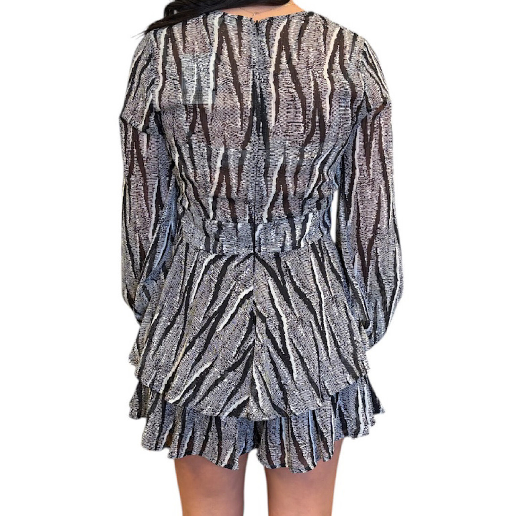 Black Animal Print Tie-Front Romper