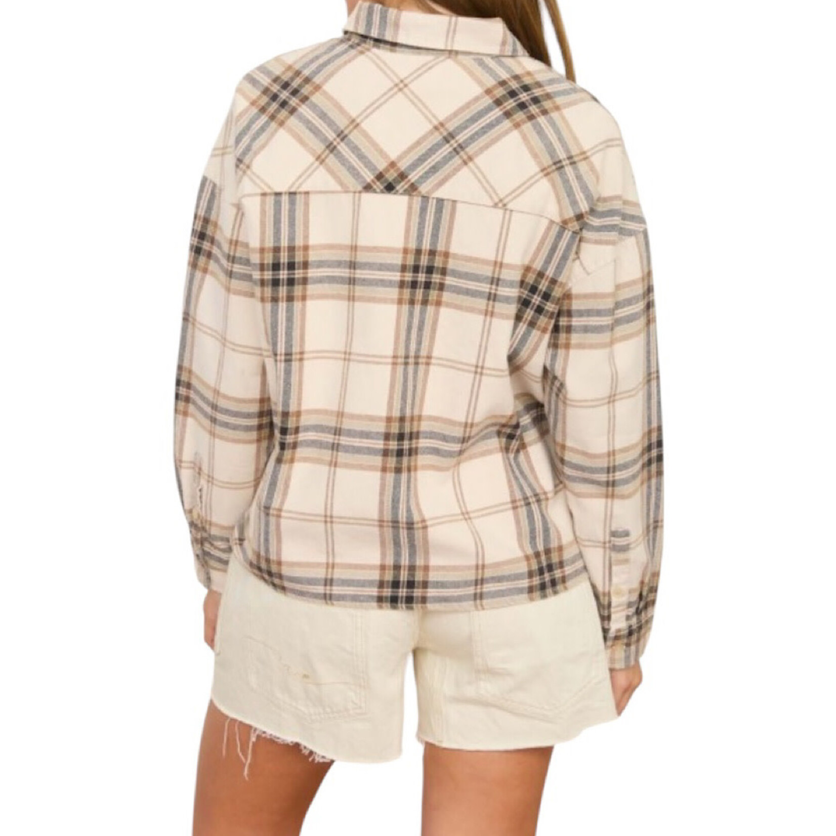 Khaki Multi Plaid Button Down Collared Shirt