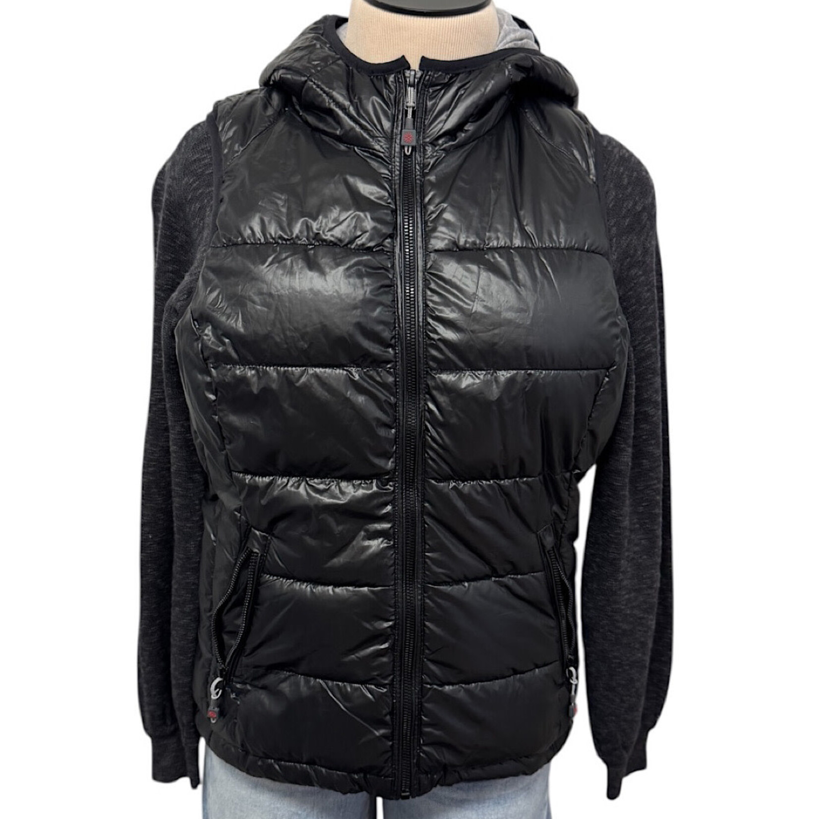 Tangerine Tangerine Black Quilted Hooded Puffer Vest Size M-RF