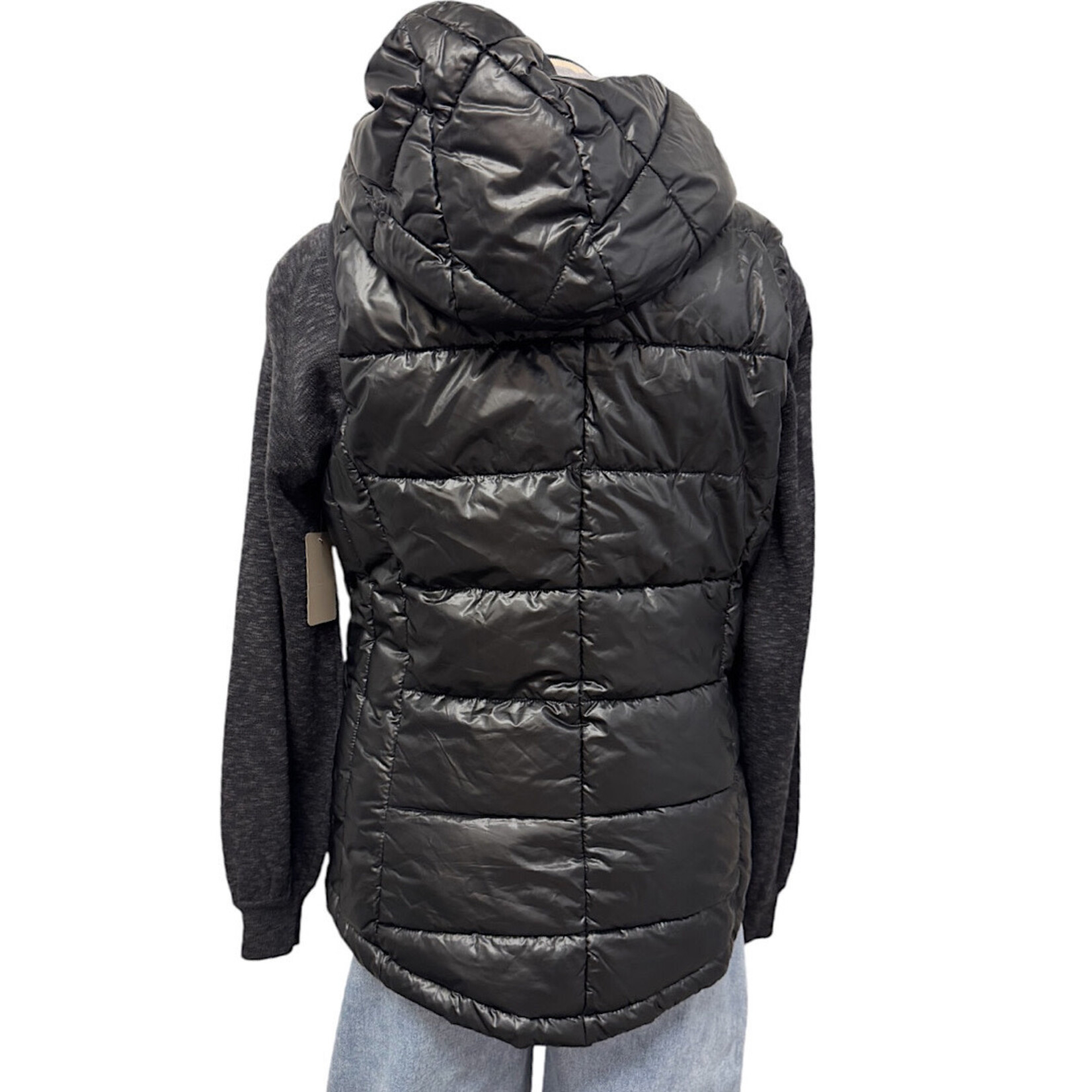 Tangerine Black Quilted Hooded Puffer Vest Size M-RF