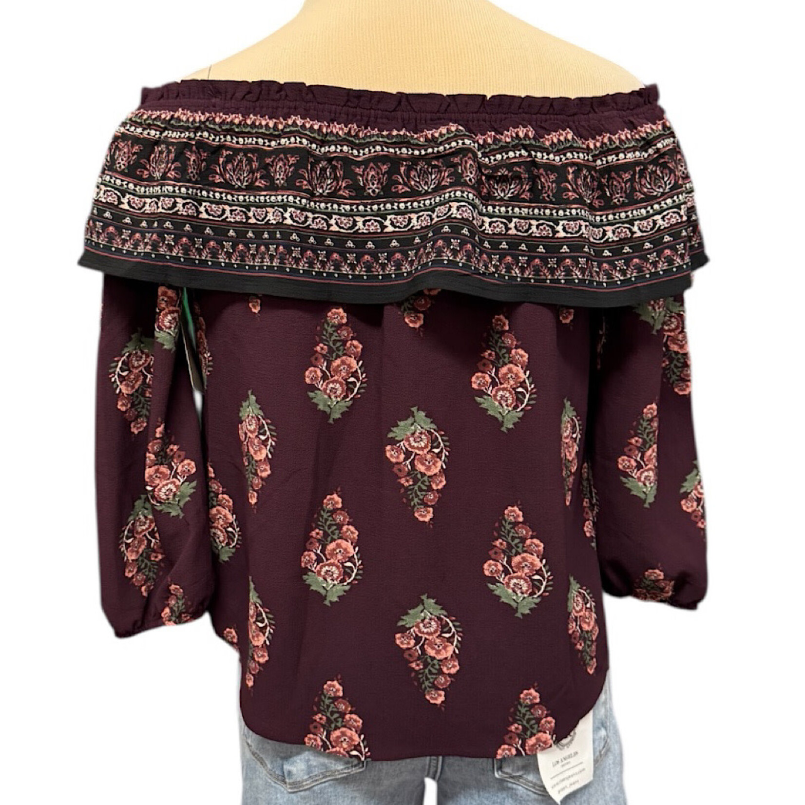 Mine Mine Purple Floral Off The Shoulder Blouse Size Small -RF