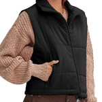 Black Puffer Vest With Zipper
